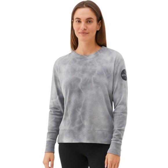 soulcycle Tops - Soulcycle Small Grey Tie Dye Detail Long Sleeve Crew Neck Graphic Sweatshirt